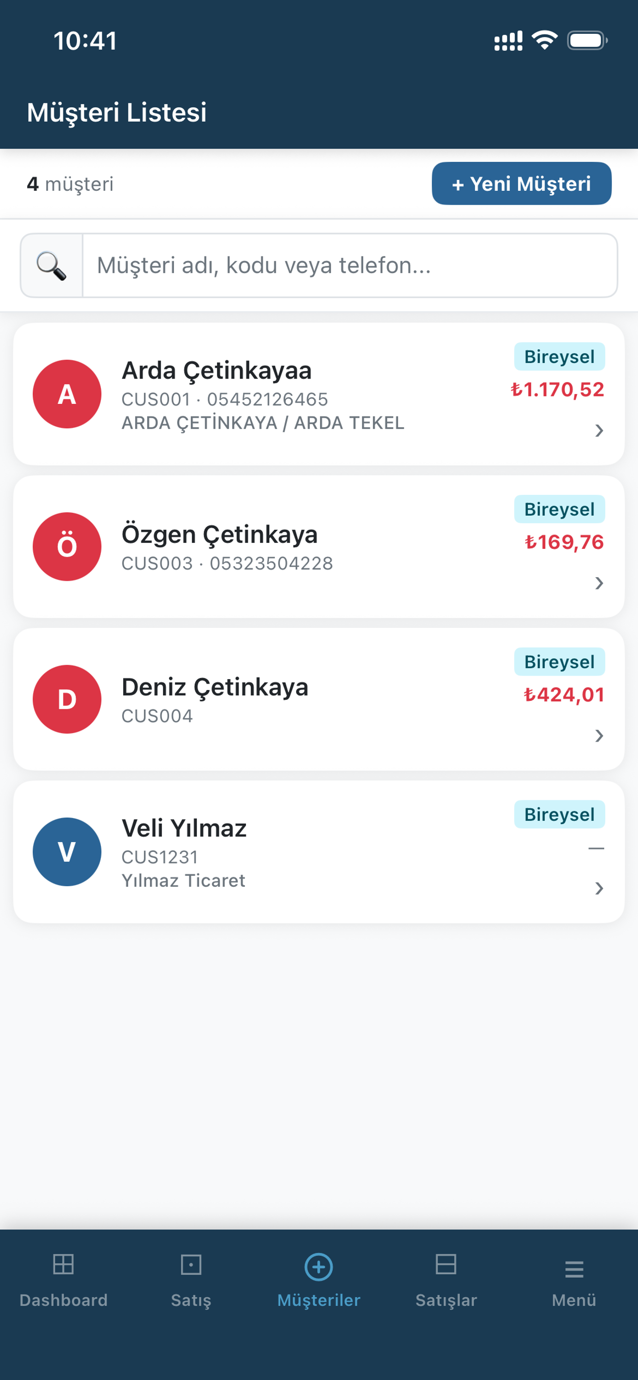 Secyra Mobil - Satış Ekranı